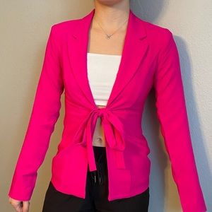 Forever 21 Women’s Hot Pink Tie Front Blazer